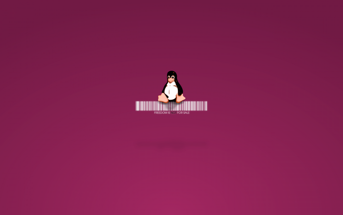 Linux Tux penguin with barcode and text