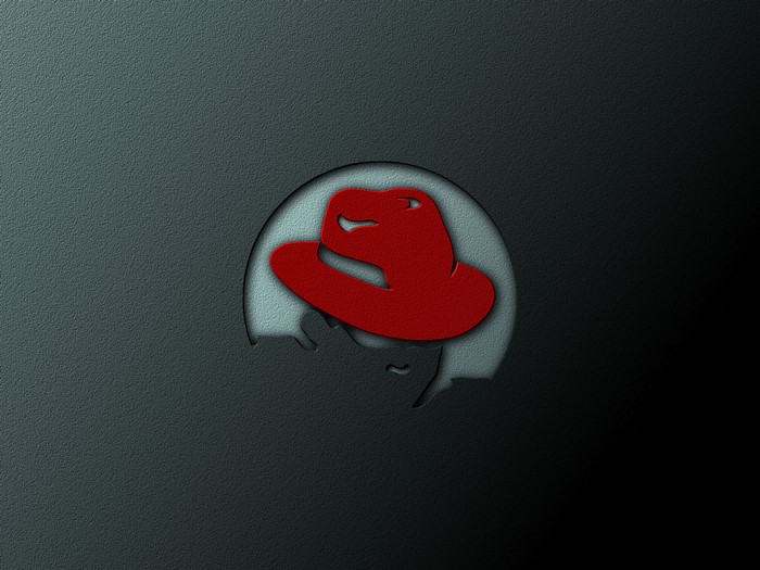 Red Hat logo on a textured dark background