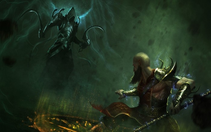 Diablo III: Monk fighting a shadowy creature