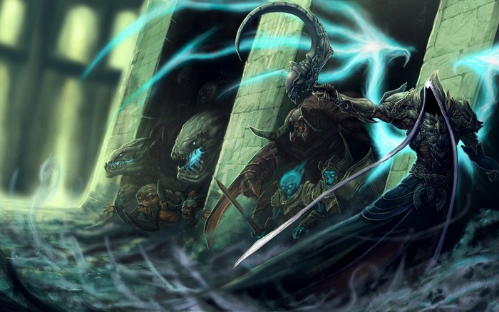 Diablo III screenshot of a battle with demons and a warrior
