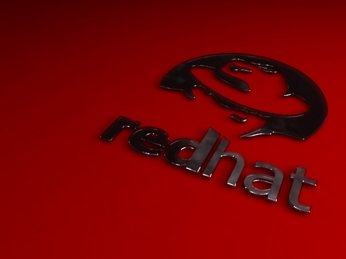 Red Hat logo and text on red background