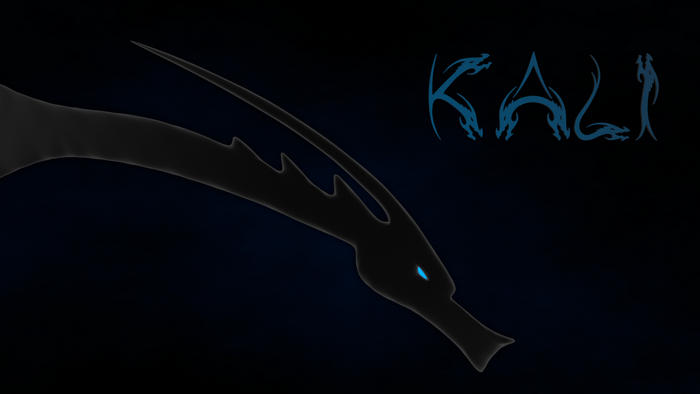 Kali Linux dragon logo with blue text