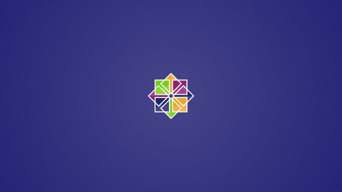Abstract geometric logo on blue background