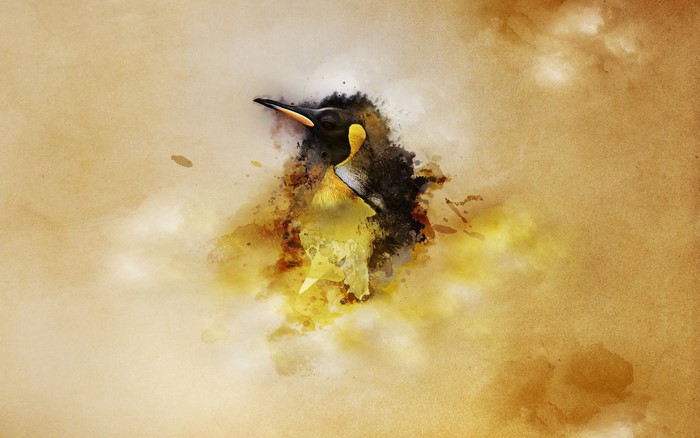 Watercolor painting of a king penguin