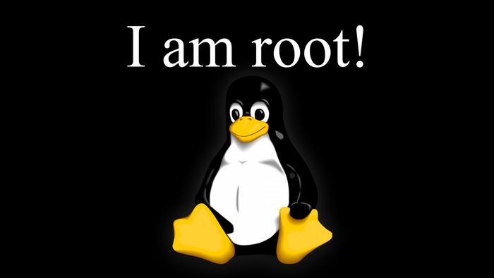 Linux Penguin Mascot with 'I am root!' Text