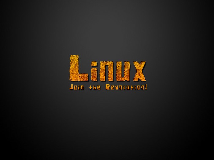 Linux logo with text "Join the Revolution!"