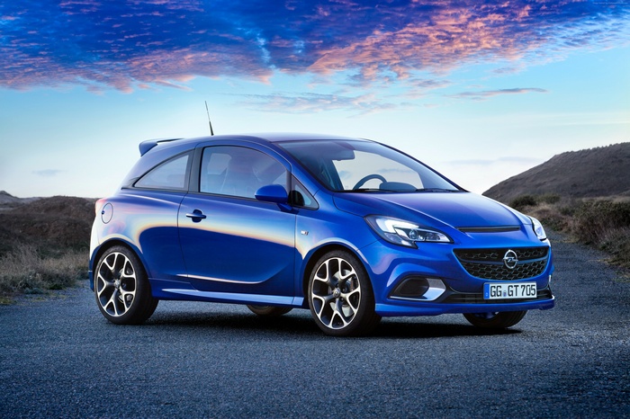 Blue Opel Corsa VXR hatchback parked on a road