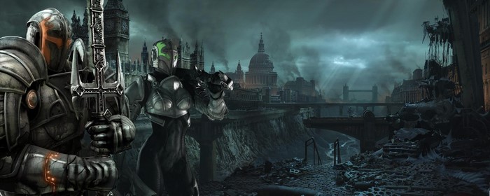 Soldiers in ruined London from Hellgate London