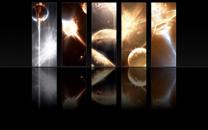 Space planets and explosions with light effects