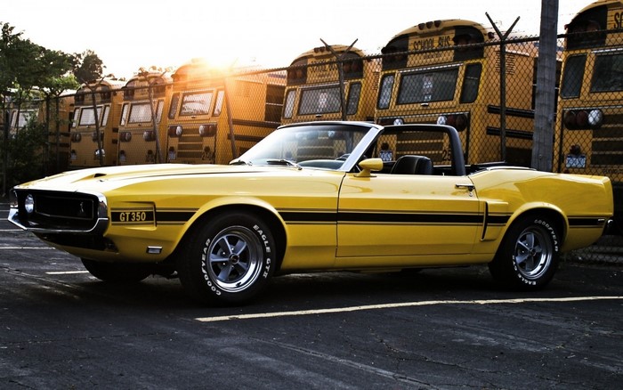 Yellow 1970 Ford Mustang Shelby GT350 Convertible