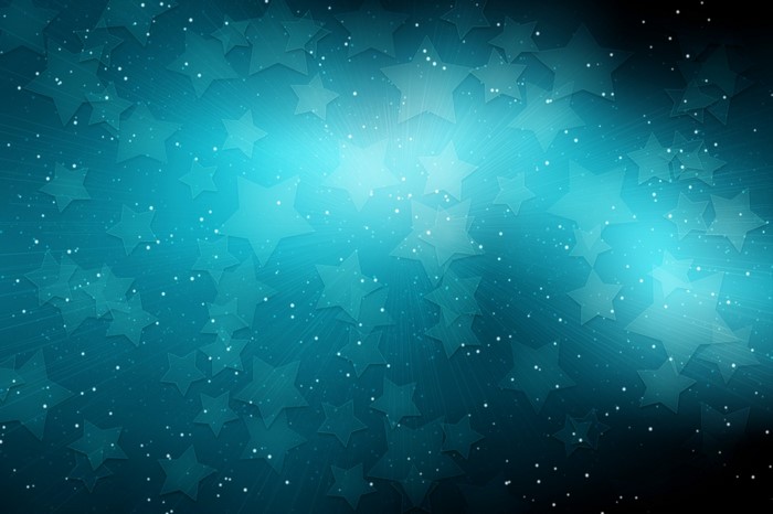 Teal starburst with scattered stars