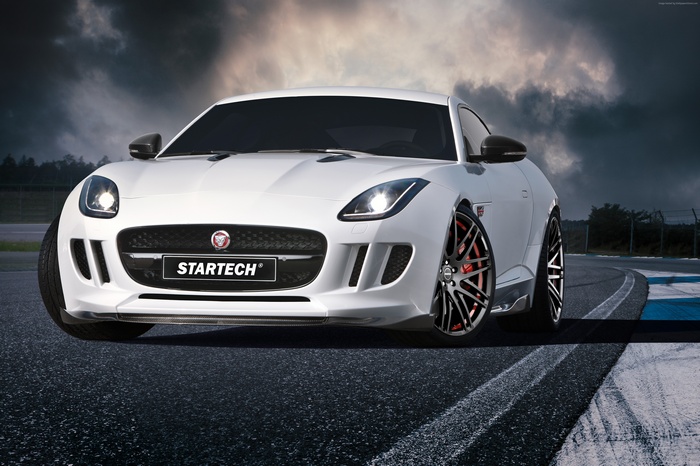 White Startech Jaguar F-Type Coupe on Track