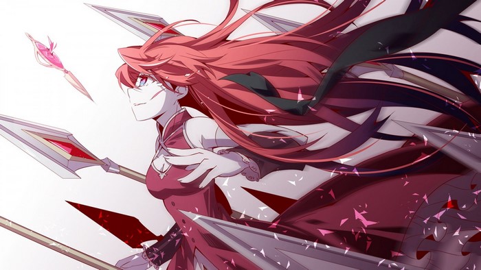 Kyoko Sakura from Mahou Shoujo Madoka Magica with spears