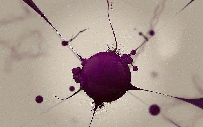 Abstract purple sphere with tendrils and beads