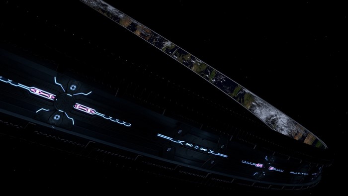 Halo Ringworld in space with Earth-like surface