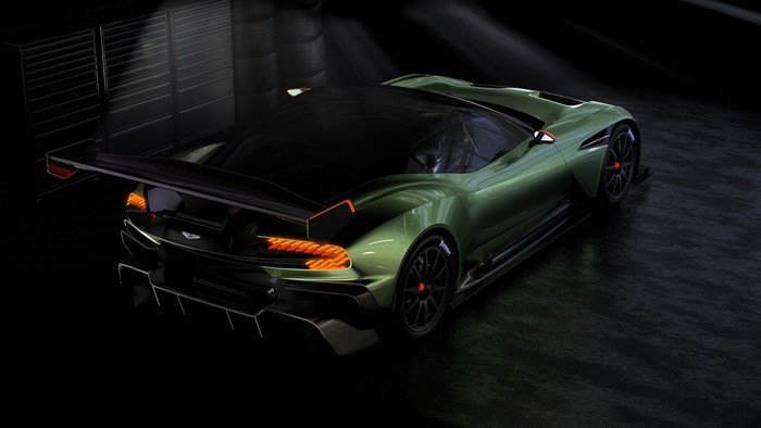 Green Aston Martin Vulcan supercar