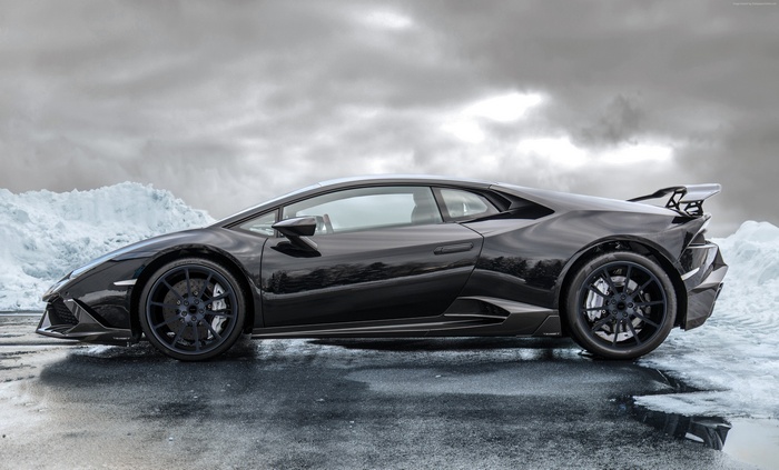 Black Lamborghini Huracan on ice