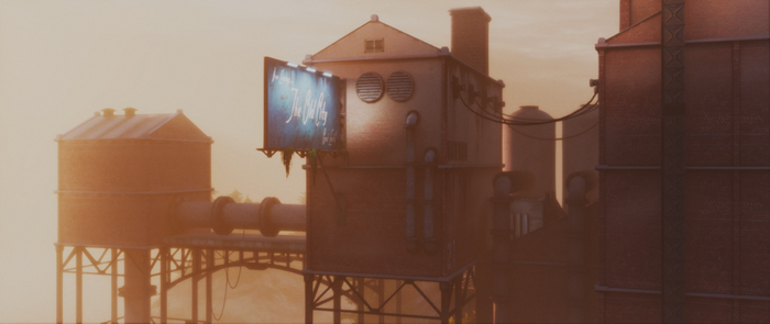 Old City Leviathan industrial buildings at sunset