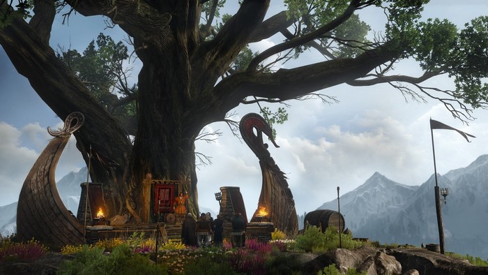 The Witcher 3 Wild Hunt: Viking ritual under a large tree