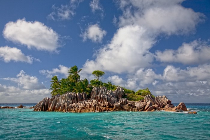 Tropical Island with Turquoise Waters and Blue Sky