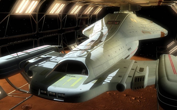 Star Trek: Voyager ship in a space dock
