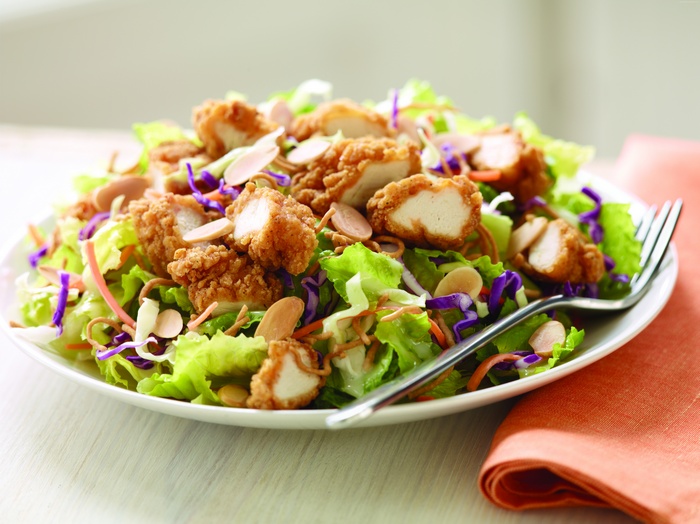 Crispy Chicken Salad with Almonds and Cabbage