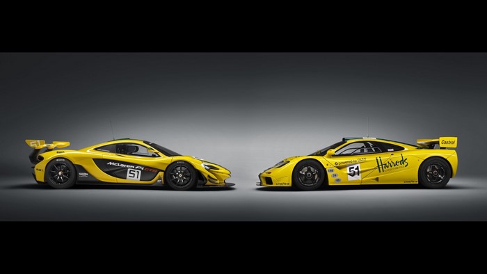 McLaren P1 GTR and McLaren F1 GTR race cars