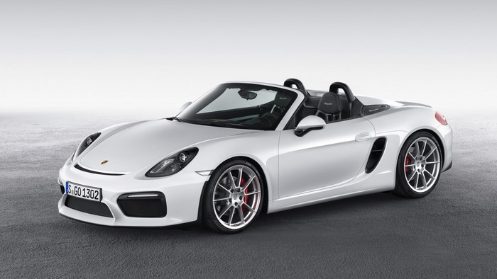 White Porsche Boxster Spyder sports car