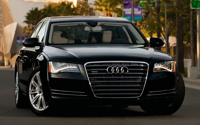 Black Audi A8 Sedan parked on a street