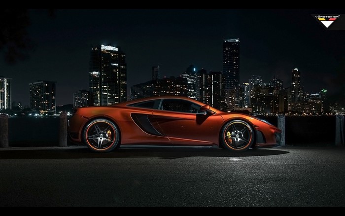 Orange McLaren MP4 12C by Vorsteiner at Night