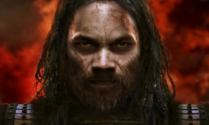 Man with long hair and beard from Total War: Attila