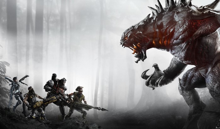 Monster and hunters from Evolve video game