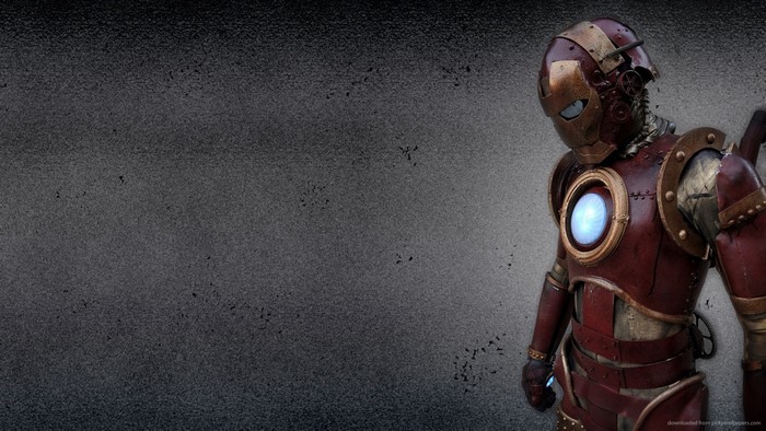 Steampunk Iron Man in darkness