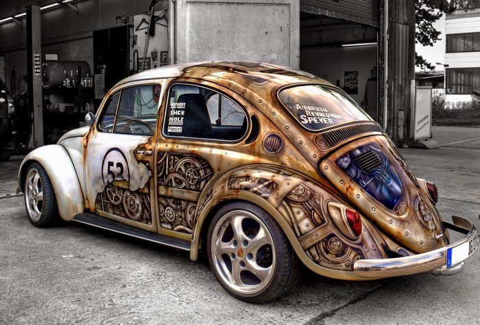 Steampunk Volkswagen Beetle with Gears