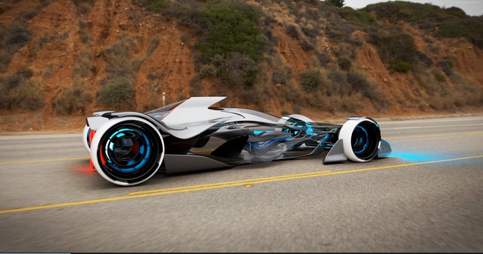Infiniti Synaptiq concept car on a road
