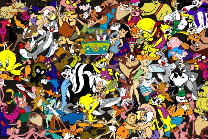 Collage of Looney Tunes, Hanna-Barbera, and other cartoon characters