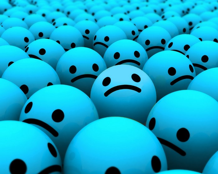 Blue sad face balls