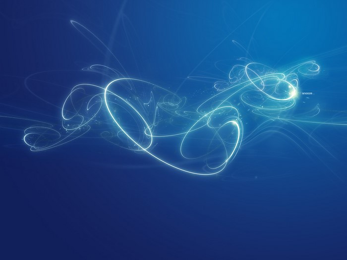 Abstract blue light trails with text