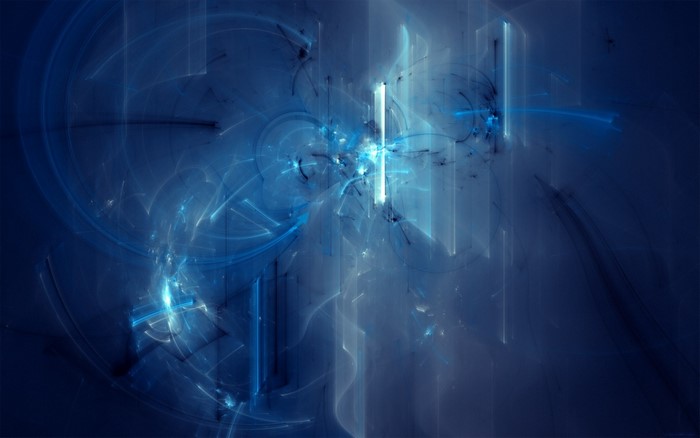 Abstract blue fractal space with light effects