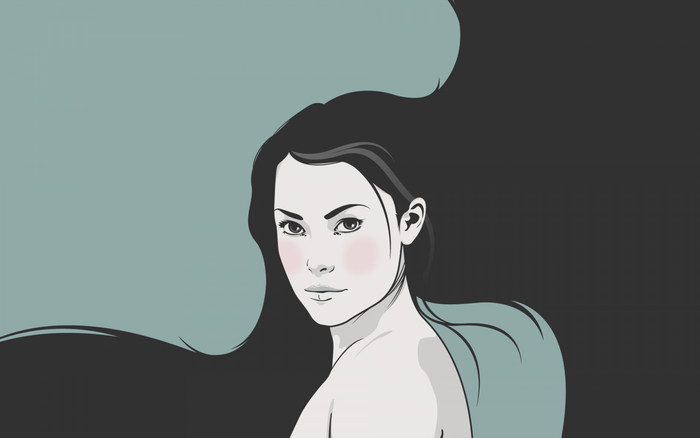 Illustration of a woman with long black hair