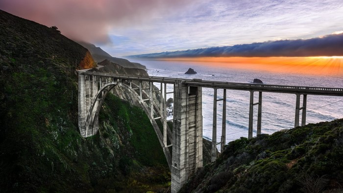 Bixby Bridge on the California Coast at Sunrise