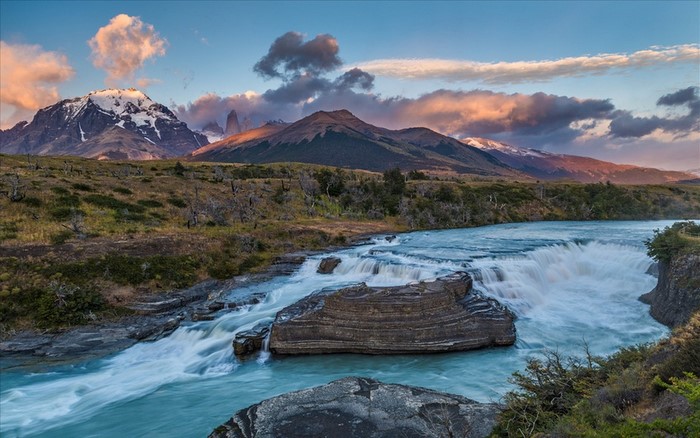 Waterfall in Torres del Paine National Park, Chile