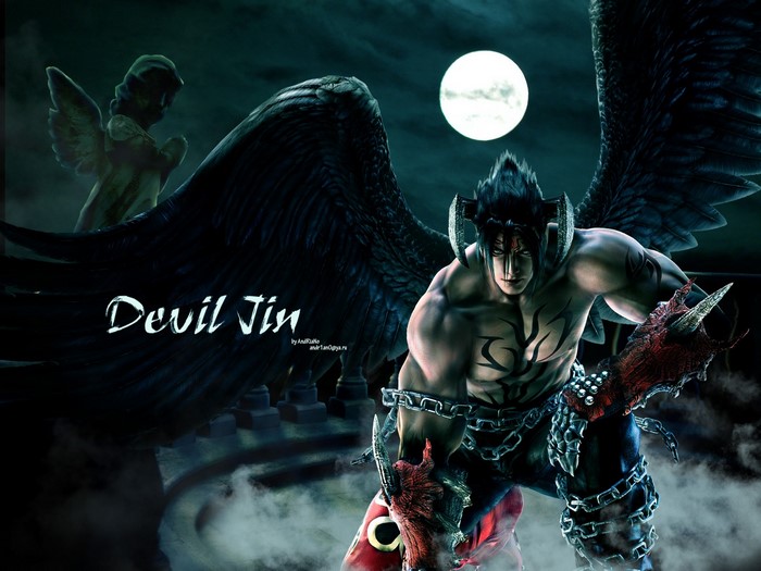 Devil Jin from Tekken with large wings