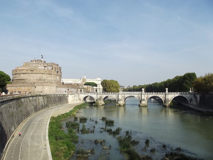 Castel Sant'Angelo and Ponte Sant'Angelo over the Tiber River in Rome