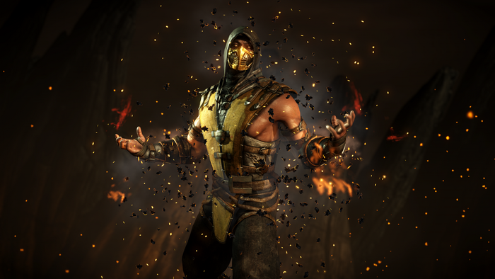 Scorpion from Mortal Kombat X in Fiery Power Pose