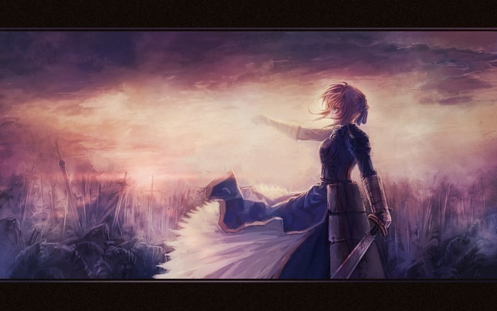 Saber from Fate Zero in a battlefield