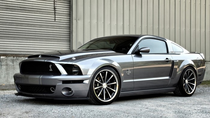 Gray Ford Shelby Mustang GT500 parked outdoors
