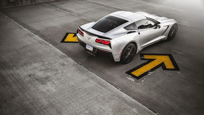 White Chevrolet Corvette Stingray on Parking Lot