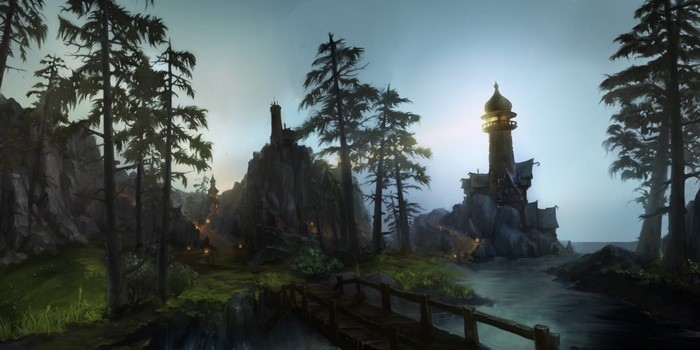 World of Warcraft screenshot of Gilneas with lighthouse