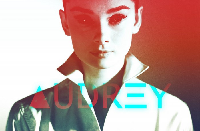 Audrey Hepburn portrait with glitch art effect